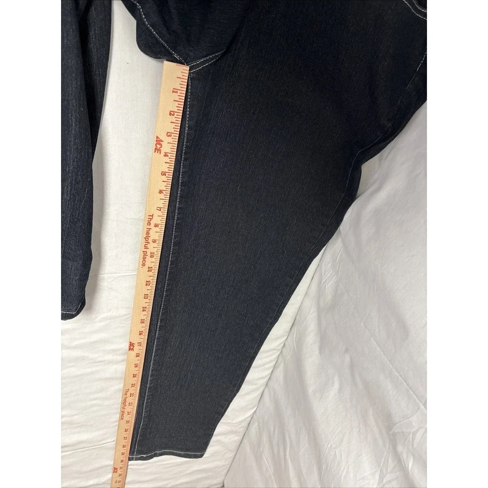 Qias Stitch - Jeans Women's Size 20 Black Denim Straight Leg Embroidery 40x30